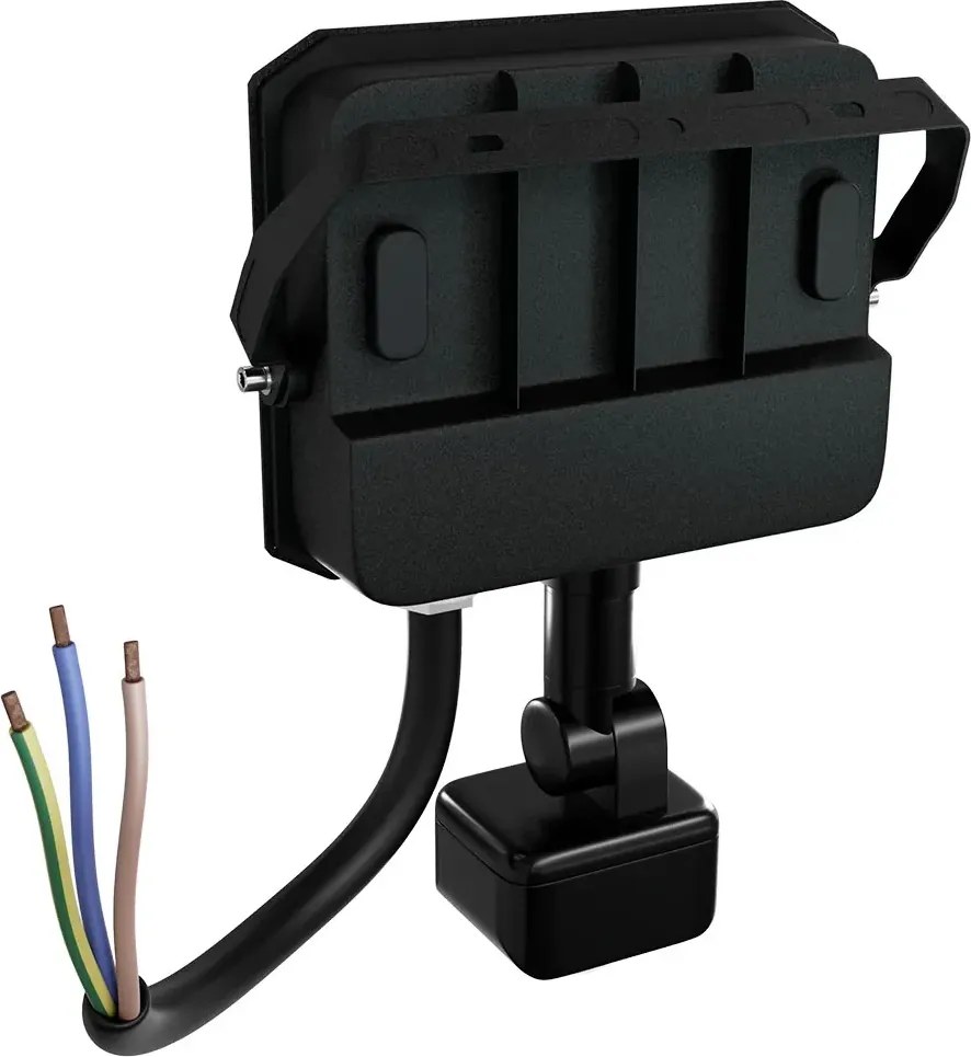 Faro LED 20W IP65 Nero con Sensore di Movimento e OSRAM chip LED Colore Bianco Caldo 3.000K