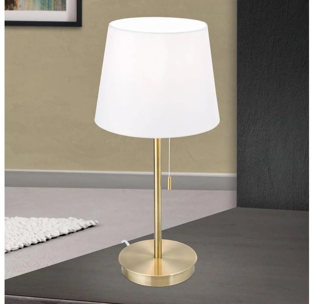 Orion LA 4-1205/1 - Lampada da tavolo con porta USB LUDWIG 1xE27/40W/230V bianco/oro