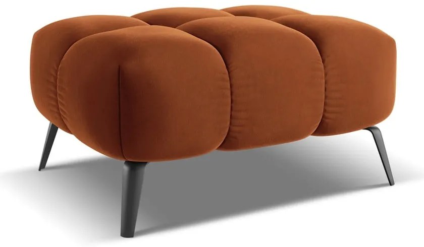Poggiapiedi arancione con rivestimento in velluto Nalu – Makamii