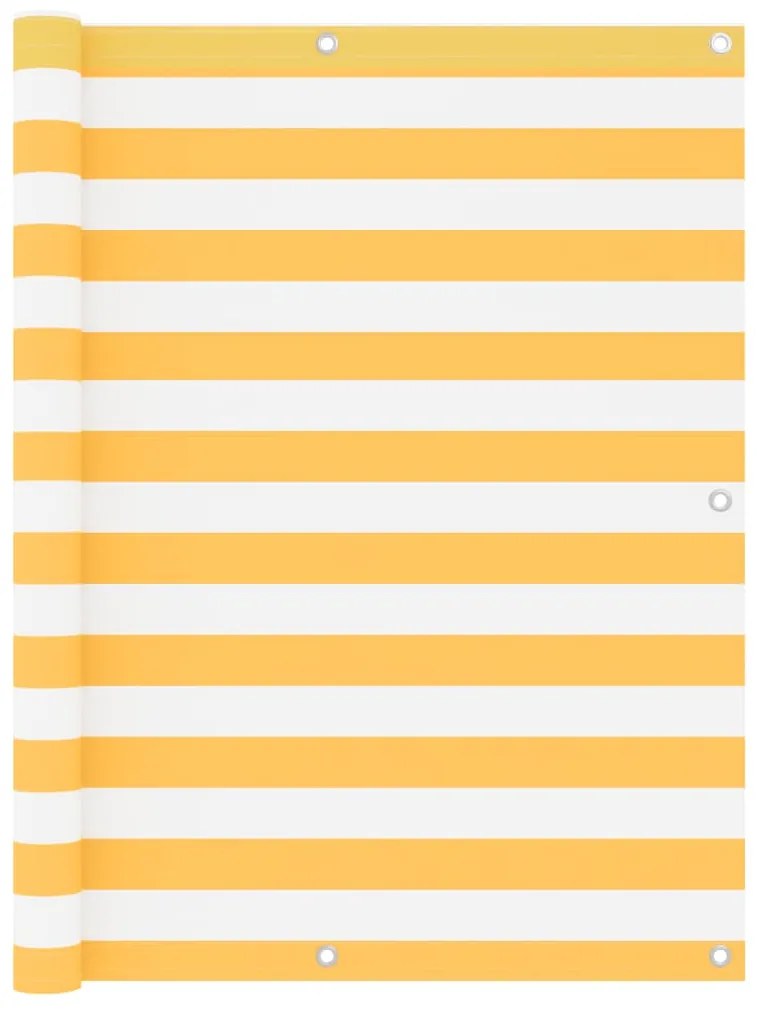 Paravento Balcone Bianco E Giallo 120x500 Cm Tessuto Oxford /