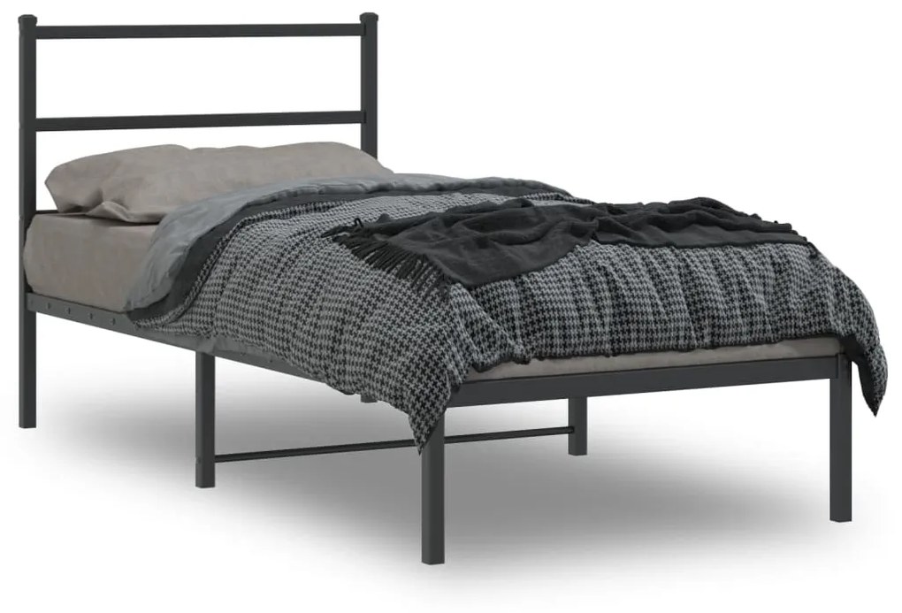 Giroletto Con Testiera İn Metallo Nero 90x200 Cm /