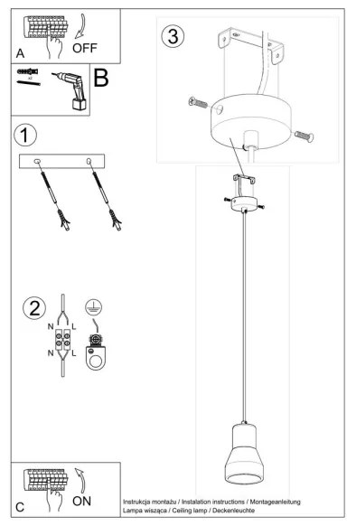 Sollux SL.0964 - Lampadario a sospensione con filo QUBIC 1xE27/60W/230V calcestruzzo/legno grigio