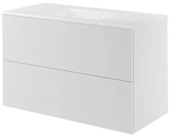 Mobile da bagno sotto lavabo Neo bianco laccato L 105 x H 64 x P 48 cm 2 cassetti, lavabo non incluso