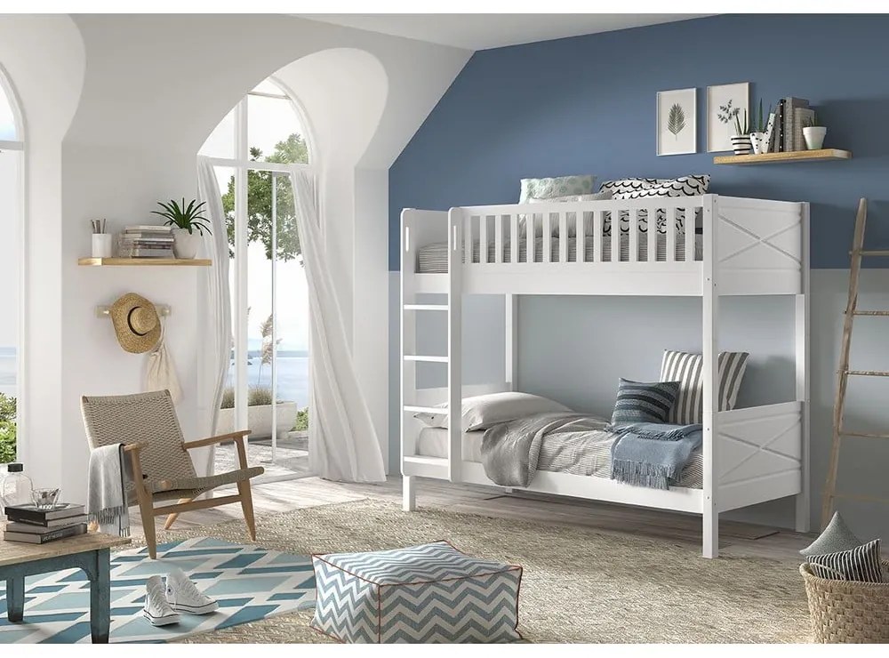 Letto a castello bianco per bambini 90x200 cm Scott - Vipack