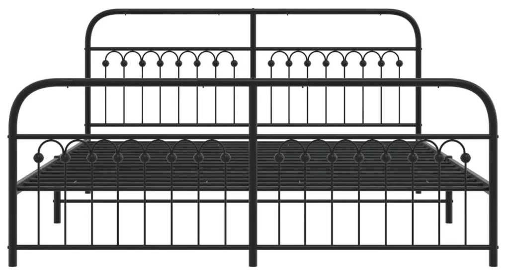 Giroletto con testiera e pediera metallo nero 183x213 cm