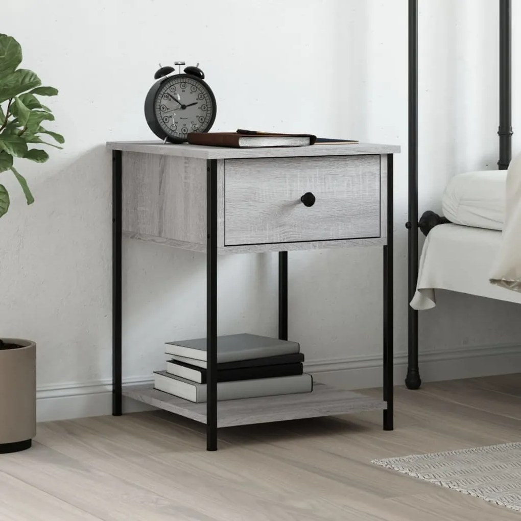 Comodino Grigio Sonoma 44x45x58 Cm İn Legno Multistrato /