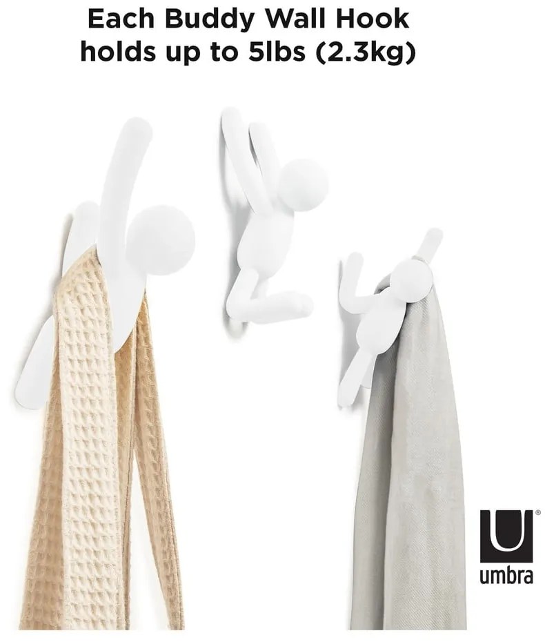 Ganci in plastica da parete in set da 3 Buddy - Umbra