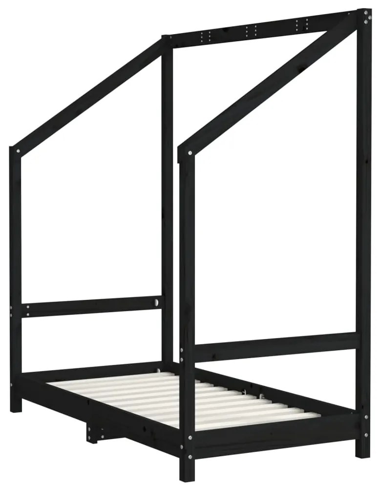 Giroletto per bambini nero 70x140 cm in legno massello di pino