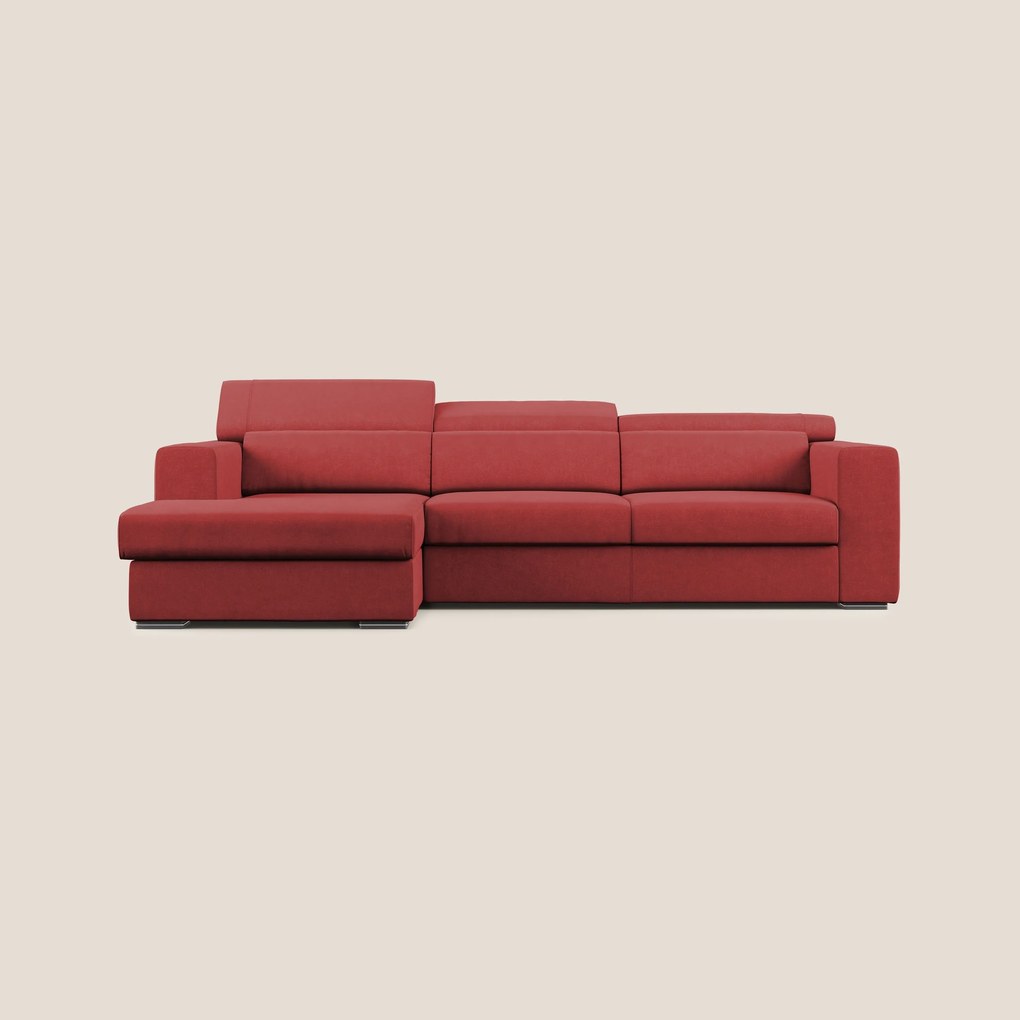 Vegas divano angolare con poggiatesta reclinabili in microfibra impermeabile T11 rosso
