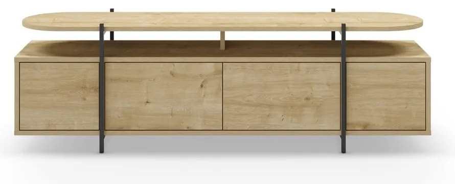Tavolo TV in rovere di colore naturale 160x48 cm Hinoa - Marckeric