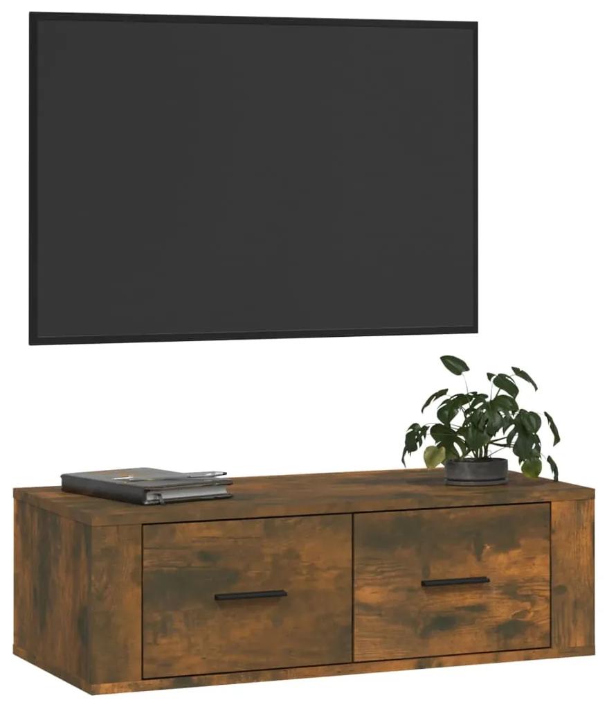 Mobile tv pensile rovere fumo 80x36x25 cm in legno multistrato