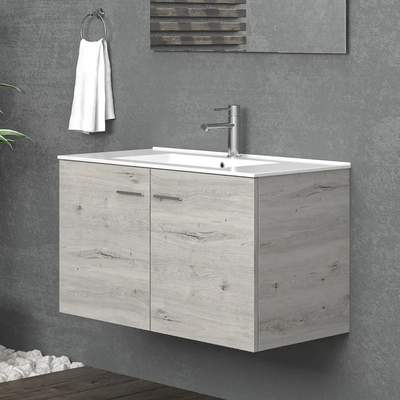 Mobile bagno sospeso da 90cm con 2 ante BT-90 - KAMALU