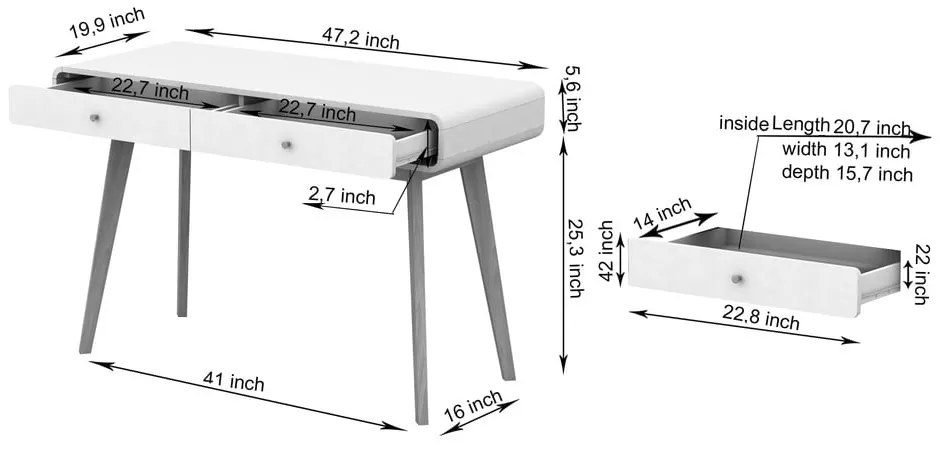 Scrivania 50x120 cm Cassie – Støraa