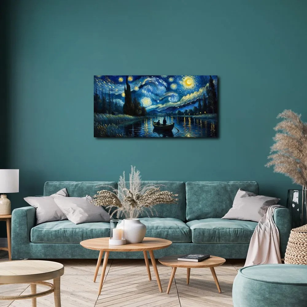 Quadro su tela – Notte stellata sul fiume