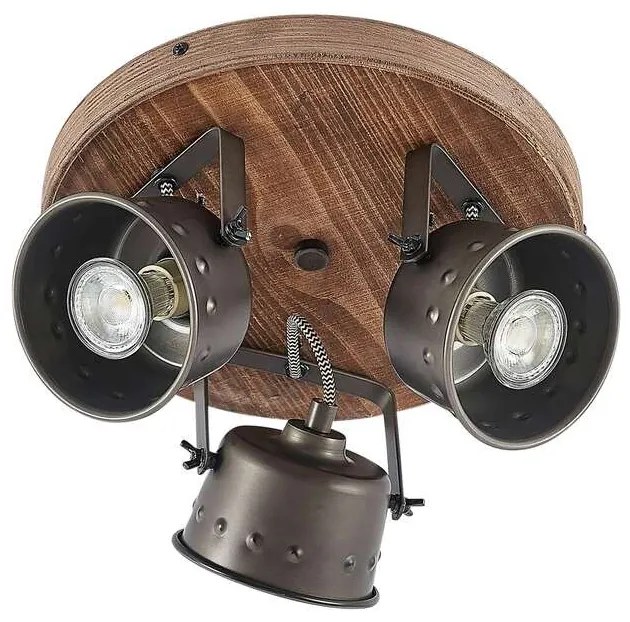 Lindby - Rubinjo 3 Round Plafoniera Wood/Black Lindby