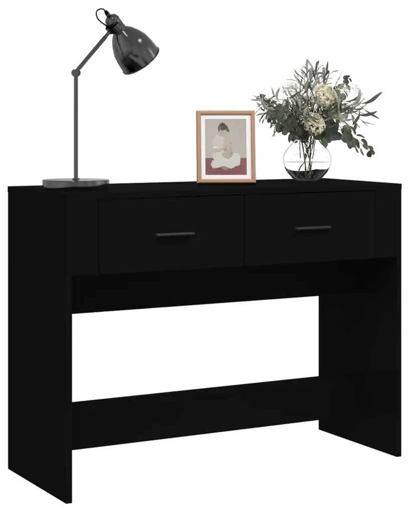 Tavolino consolle nero 100x39x75 cm in legno multistrato