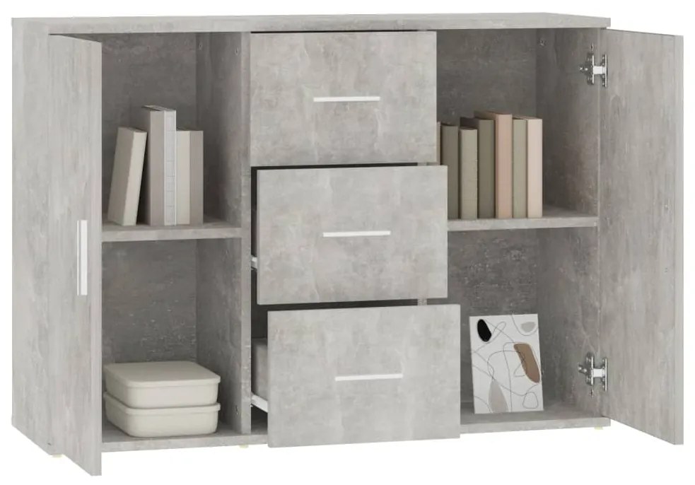 Credenza grigio cemento 91x29,5x65 cm in legno multistrato