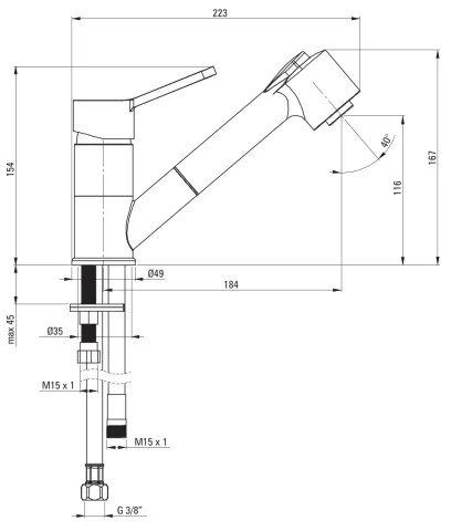 Deante BDN_071M - Rubinetto lavello con doccetta estraibile NARCYZ cromo lucido