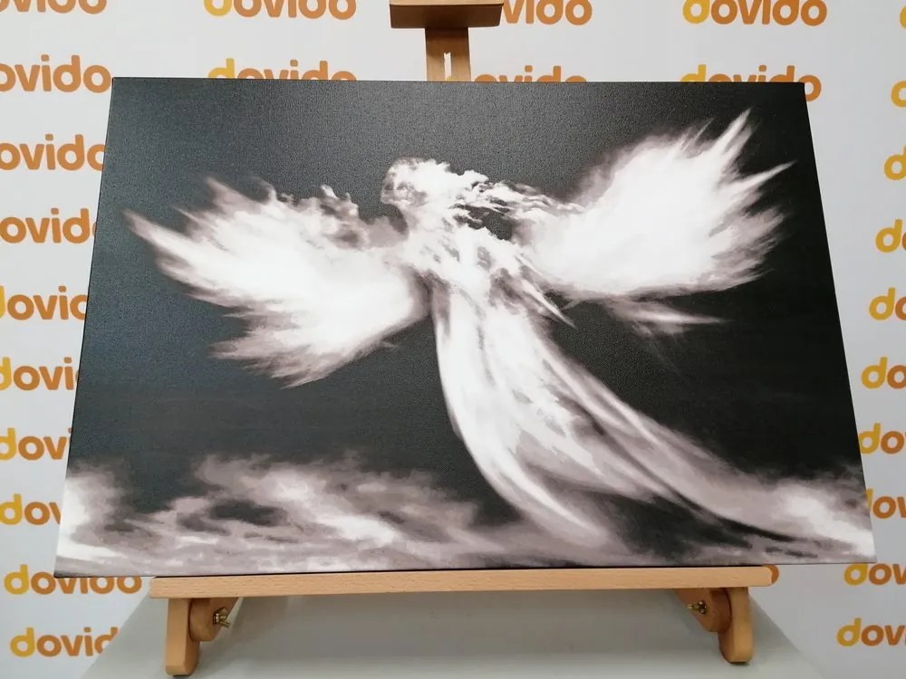 Quadro su tela – Aspetto dell'angelo tra le nuvole in bianco e nero