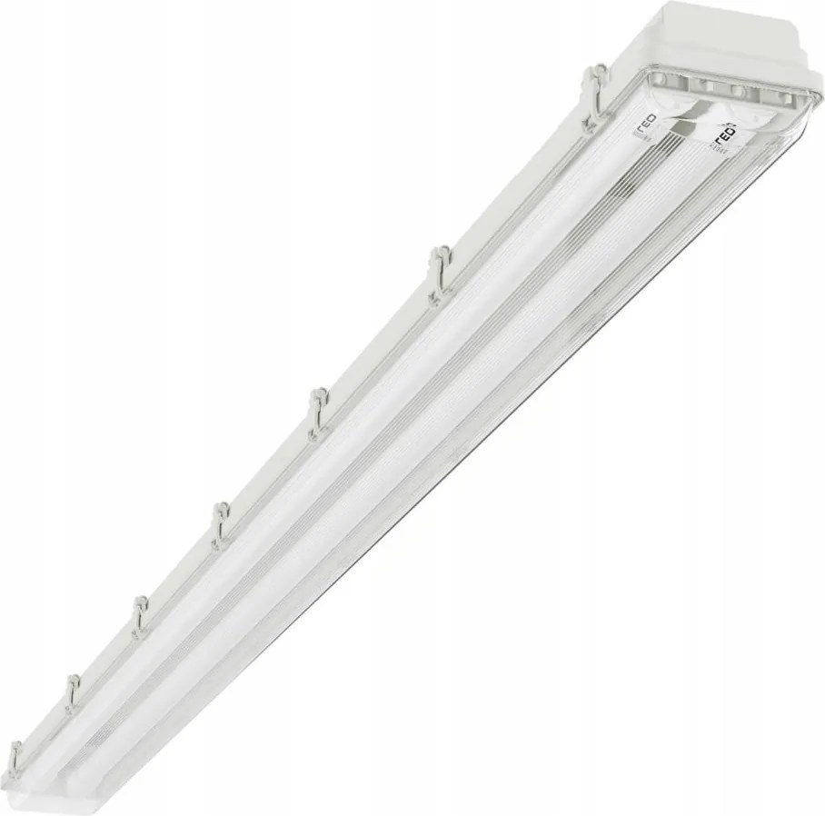 Corpo illuminante tecnico LED per tubi T8, 2x G13, 20W, 230V, 6500K, 120 cm, IP65, bianco
