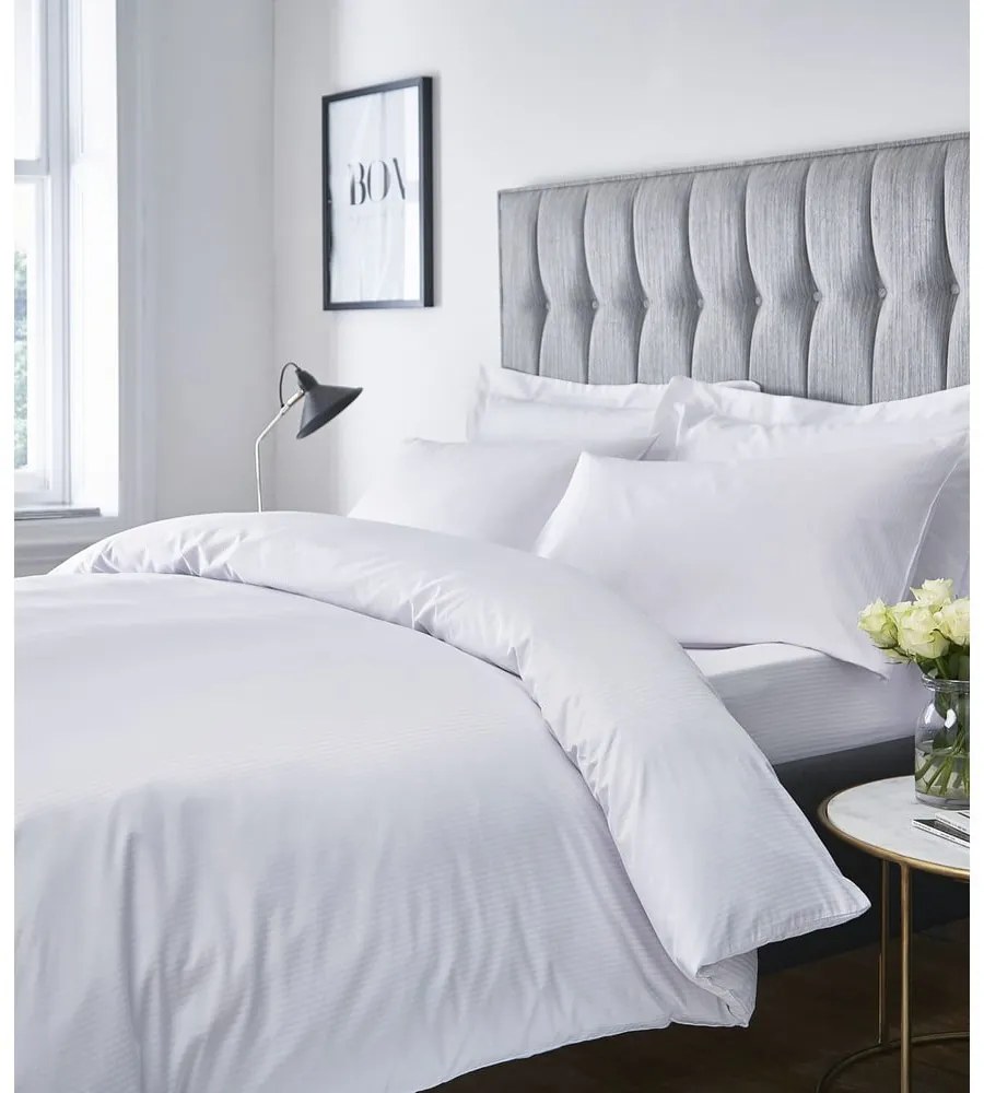 Biancheria da letto singola bianca 135x200 cm Satin Stripe - Catherine Lansfield