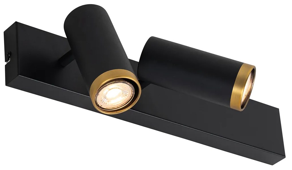 Faretto da soffitto moderno nero con bronzo 2 luci orientabile - Renna