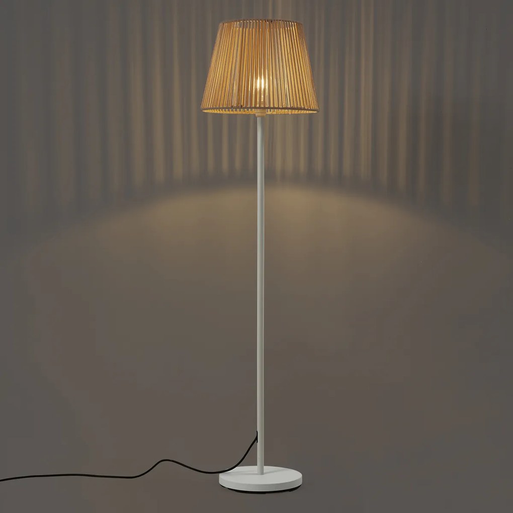 Lampada da terra per esterni bianca con paralume in corda beige IP44 - Virginia Jayla