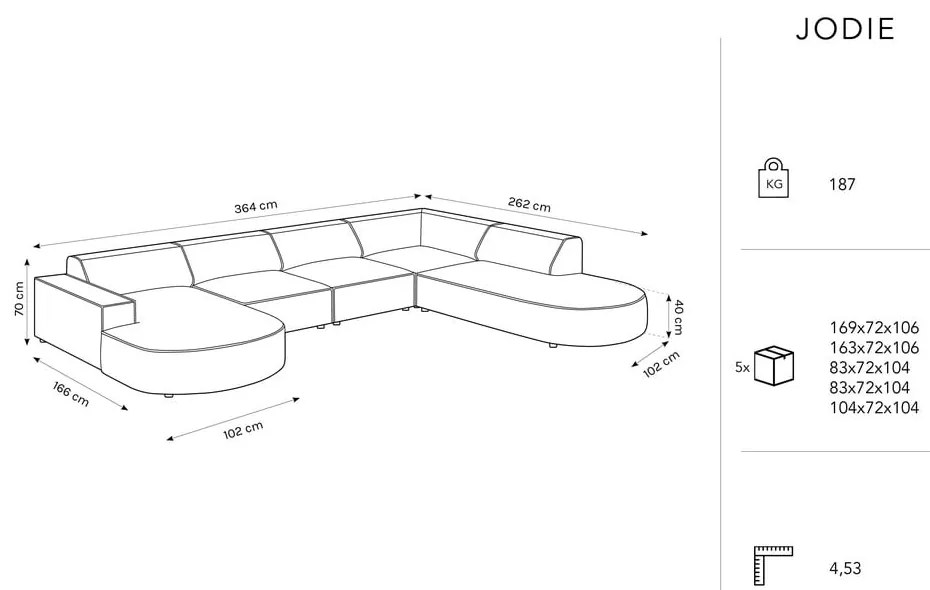 Divano angolare in velluto blu (angolo destro) Jodie - Micadoni Home