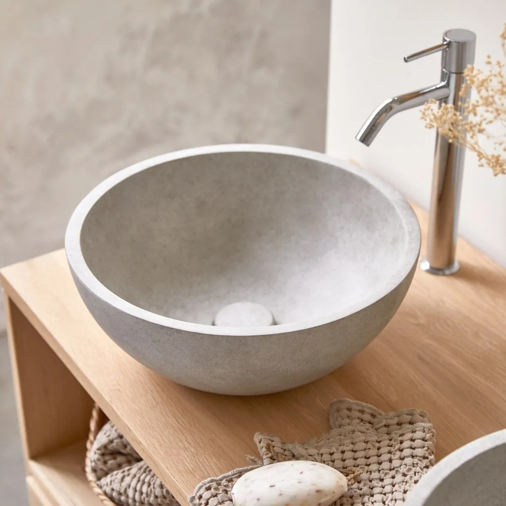 Tikamoon - Lavabo tondo in cemento grey Gina