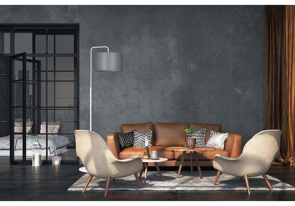 Piantana Contemporaneo Sigfrido Acciaio Bianco Grigio 1 Luce E27 Ip20