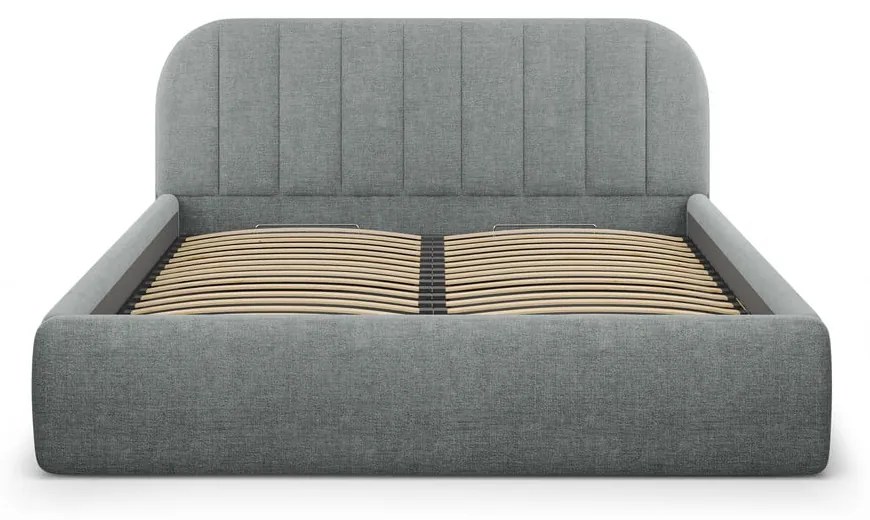Letto matrimoniale imbottito grigio scuro con contenitore con rete inclusa 140x200 cm Juno – Windsor &amp; Co Sofas
