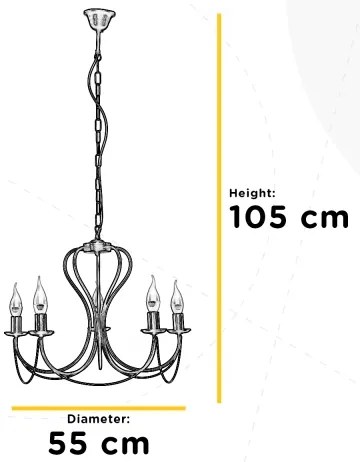 ONLI - Lampadario a sospensione con catena CANDELA 5xE14/6W/230V bianco