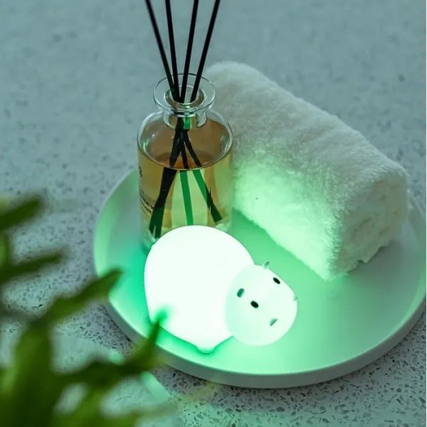 MegaLight - LED RGB Ricaricabile per bambini touch lampada per vasca da bagno SWIMMY HIPPO LED/5V