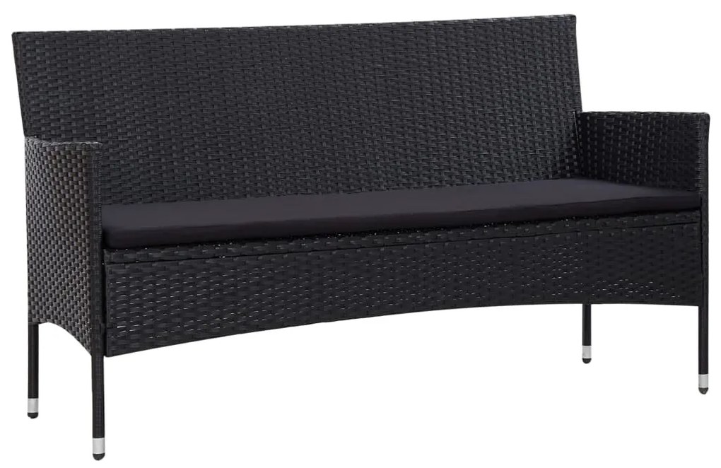 Set divani da giardino 5 pz con cuscini in polyrattan nero