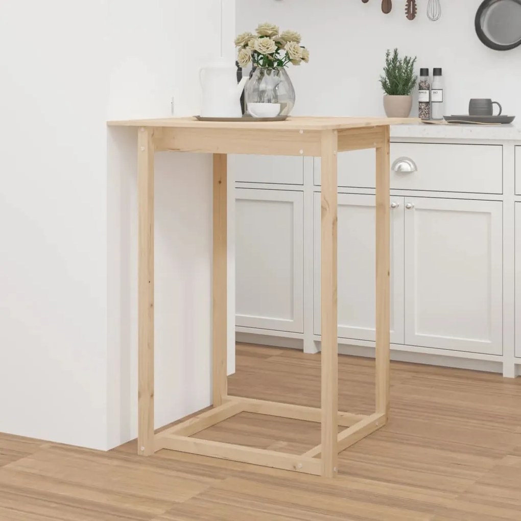 Tavolo Da Bar 80x80x110 Cm İn Legno Massello Di Pino /