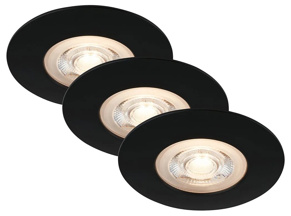 Set 3 Faretti Incasso Kulana Plastica Nero Opaco Led 5W 3000K Ip65