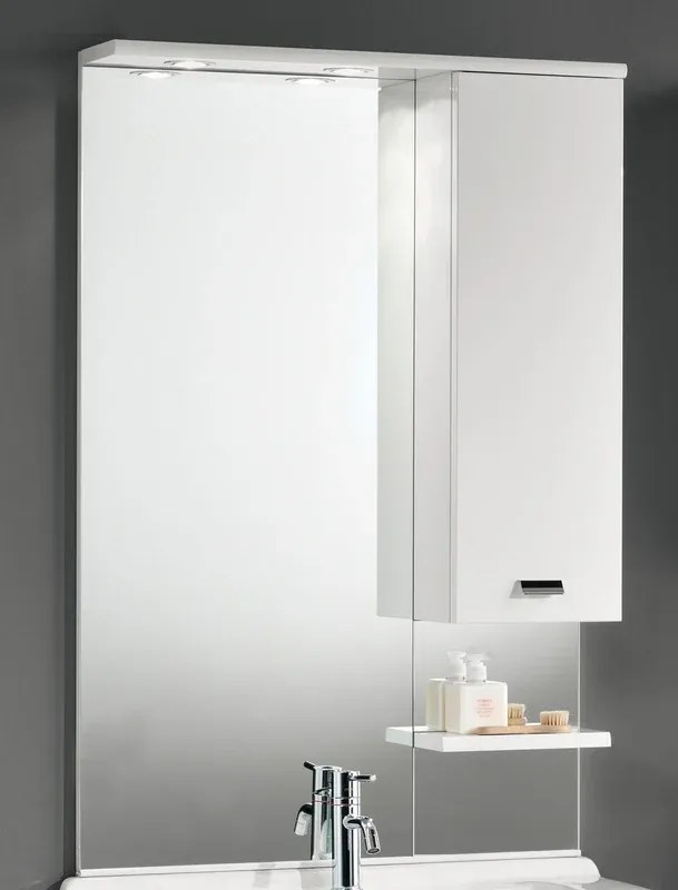 Specchio contenitore con illuminazione Rimini L 70 x P 18.5 x H 108 cm lucido bianco