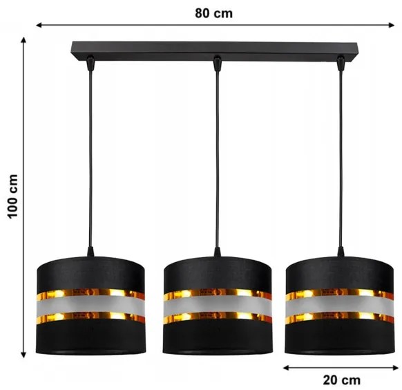 Lampadario a sospensione con filo CORAL 3xE27/60W/230V nero