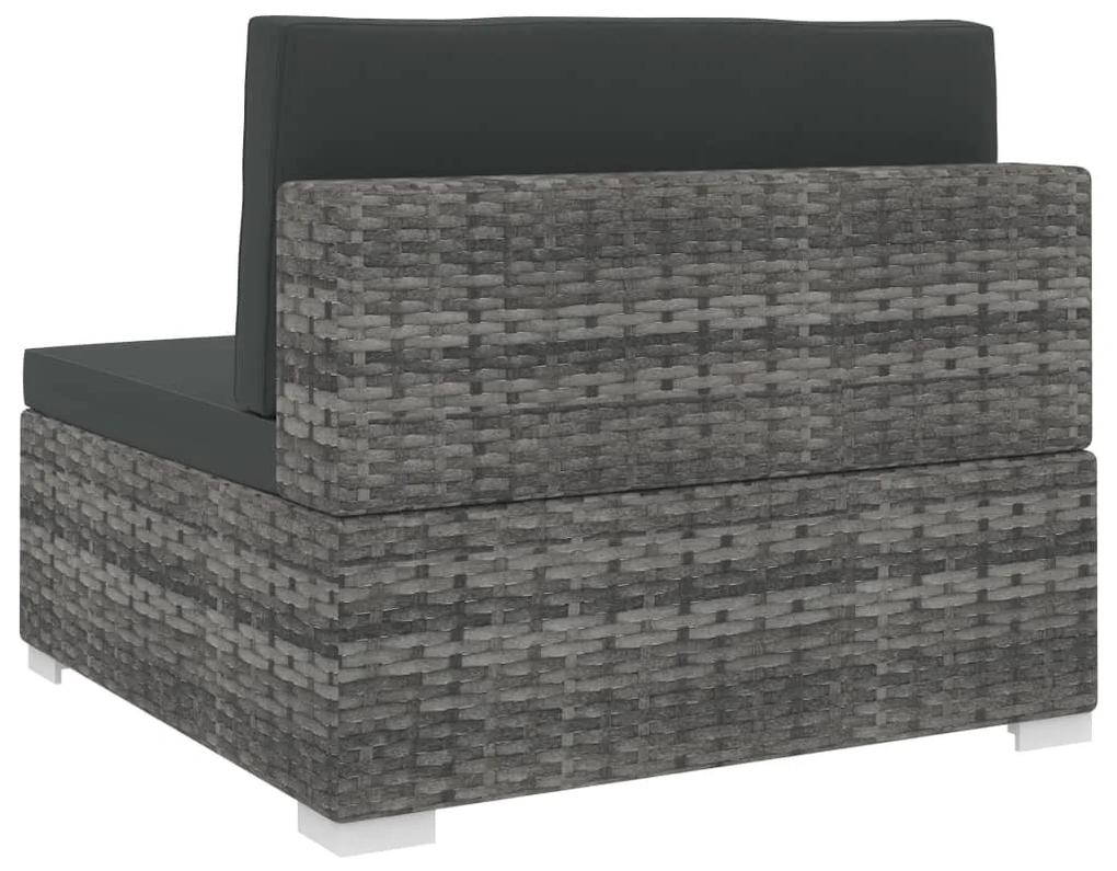 Seduta centrale modulare 1 pz con cuscini in polyrattan grigio