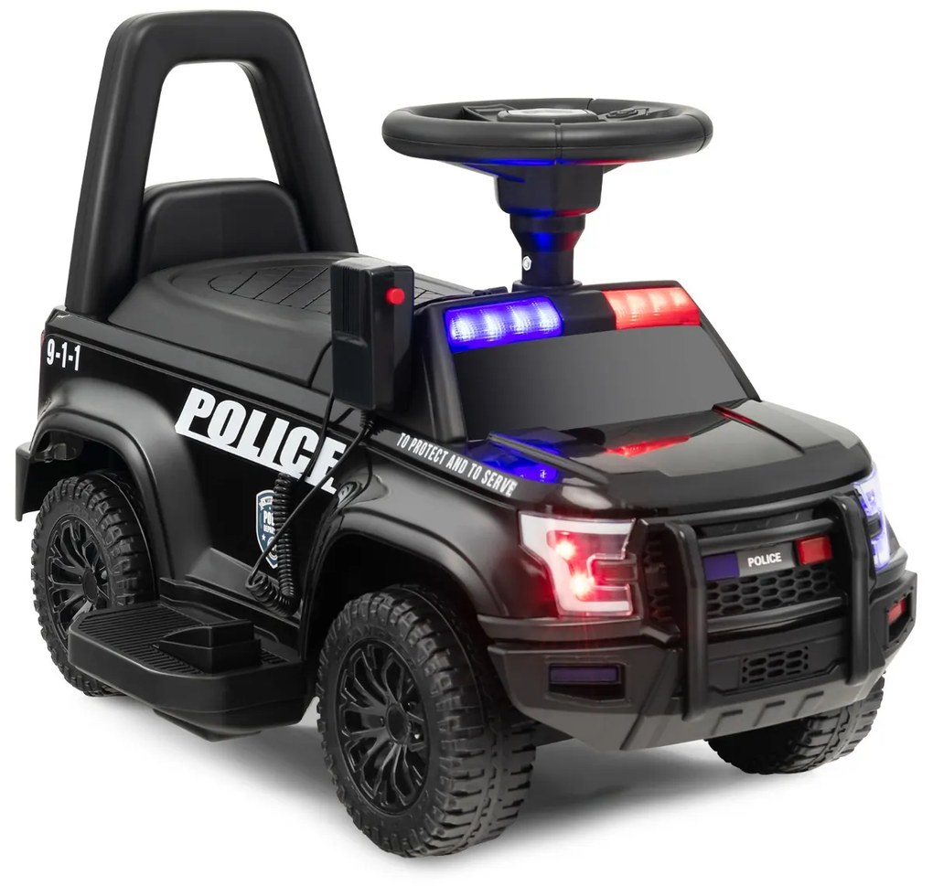 Costway Auto della polizia giocattolo alimentata a batteria, Cavalcabile per bambini con megafono laterale clacson