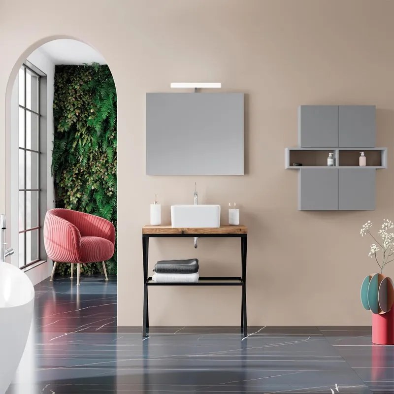 Mobile da bagno sotto lavabo Kros rovere chiaro opaco L 60 x H 60 x P 48 cm, lavabo non incluso