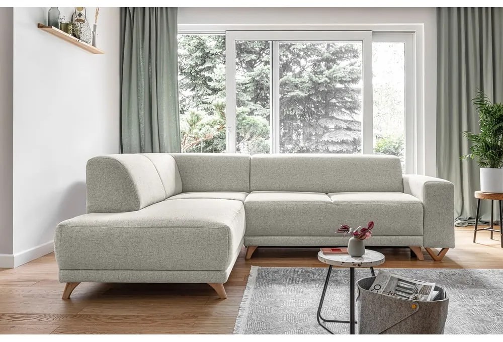 Divano angolare beige allungabile e con contenitore (penisola a sinistra/a L) Classy Sophie – Miuform