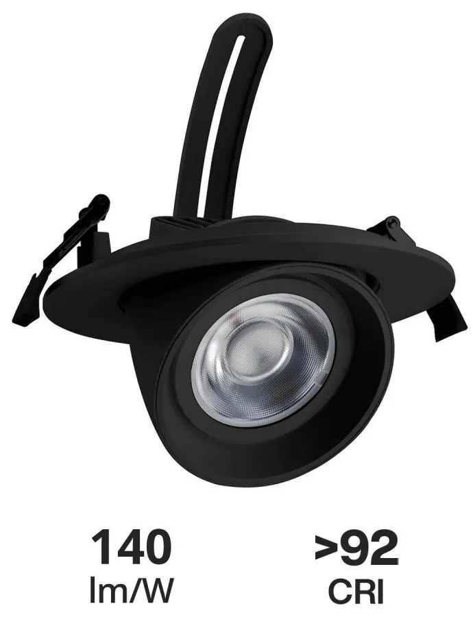 Faro LED da Incasso 44W Orientabile Rotondo Foro Ø160mm Nero Philips Certadrive 140lm/W Colore Bianco Naturale 4.000K