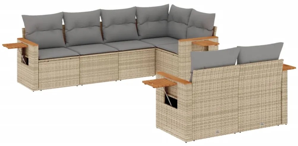 Set Divani da Giardino 7 pz con Cuscini Grigio in Polyrattan