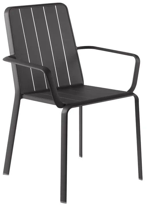 Sedia da giardino con braccioli Idaho NATERIAL, struttura in alluminio grigio scuro, seduta in alluminio antracite
