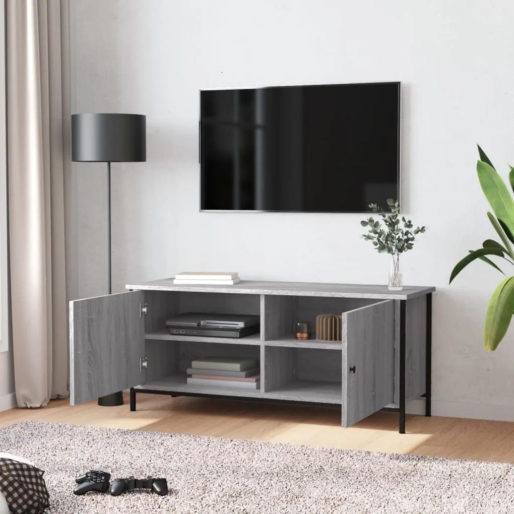 Mobile tv con ante grigio sonoma 102x35x45 cm legno multistrato