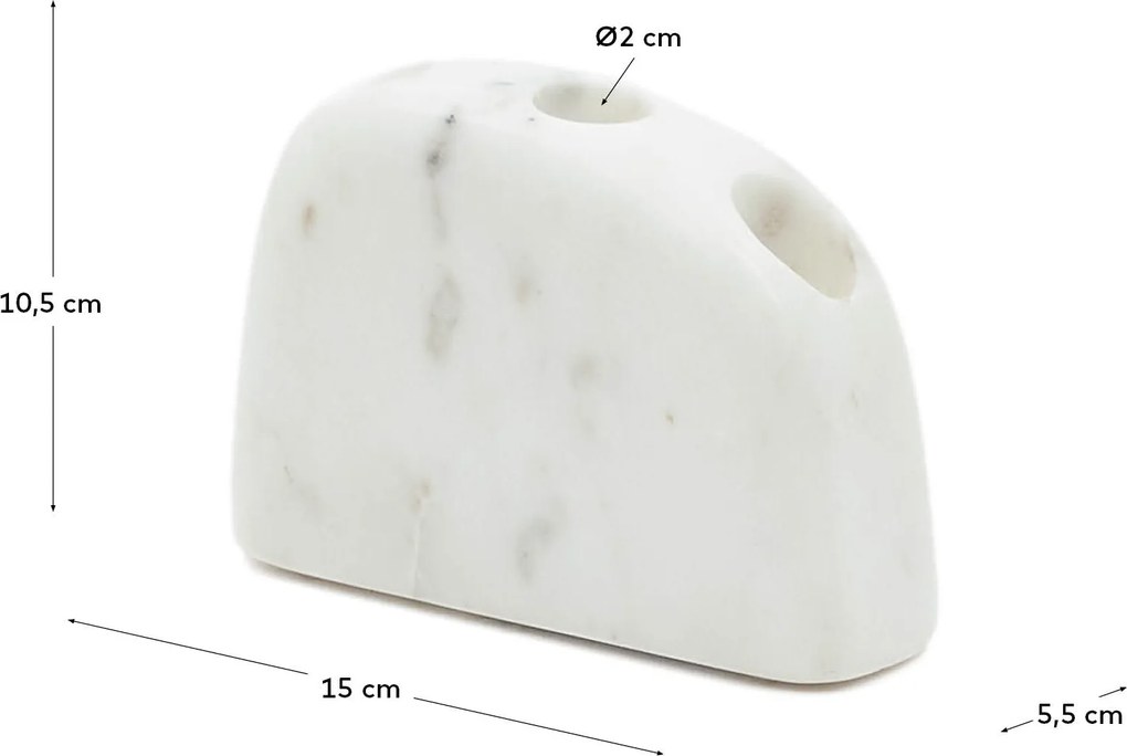 Kave Home - Candelabro medio Signe in marmo bianco 10 cm