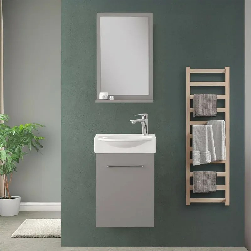 Mobiletto bagno sospeso 39 cm mini salvaspazio grigio 1 anta Elys
