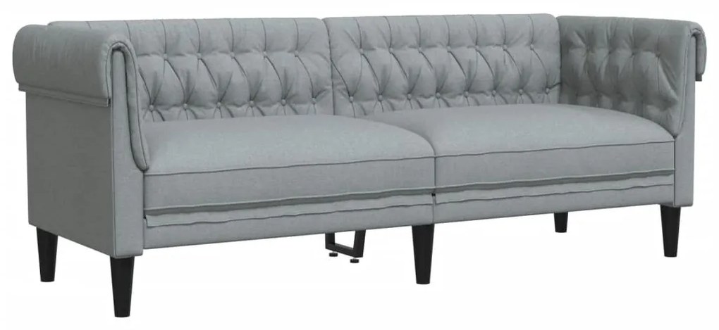 Divano chesterfield a 3 posti grigio chiaro in tessuto