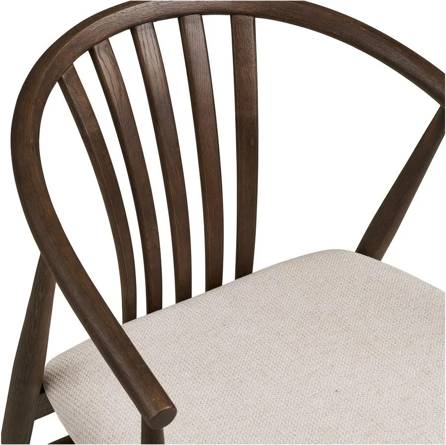 Sedia da pranzo marrone scuro in rovere massiccio con braccioli Agustin – House Nordic